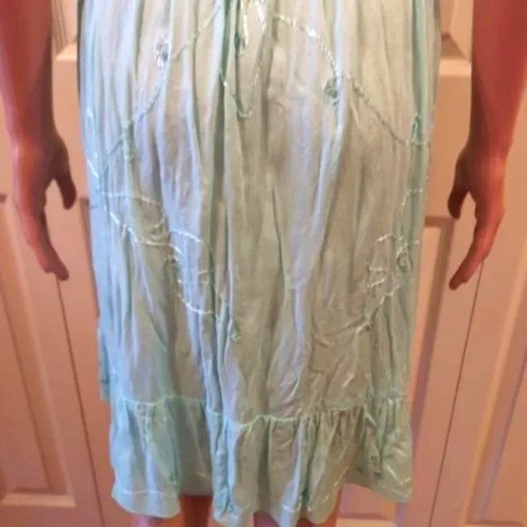 Island Planet Miami Beach Aqua Adjustable Strap Embroidered Sundress NWOT - Picture 6 of 6
